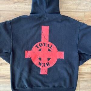Y2K VTG Warbringer Total War Hoodie Mens Large Black Thrash Metal Band Jerzees